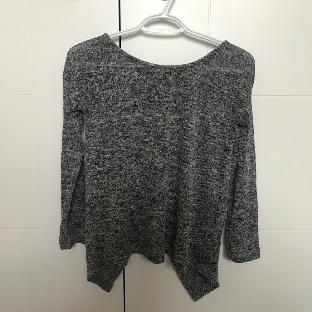 dark grey open back shirt